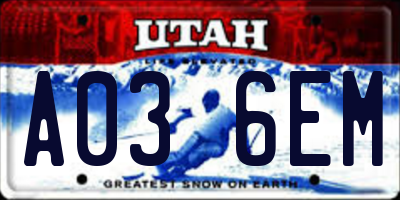 UT license plate A036EM
