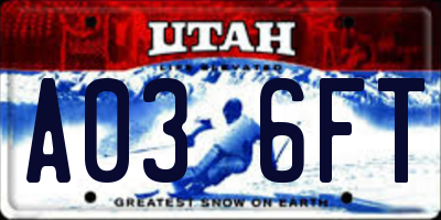 UT license plate A036FT