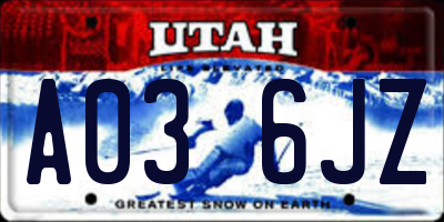 UT license plate A036JZ