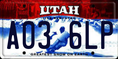 UT license plate A036LP