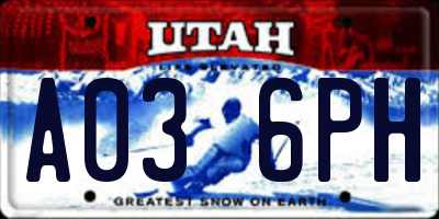 UT license plate A036PH