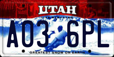 UT license plate A036PL