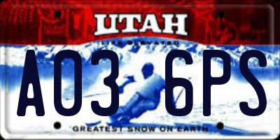 UT license plate A036PS