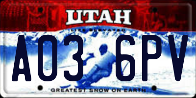 UT license plate A036PV