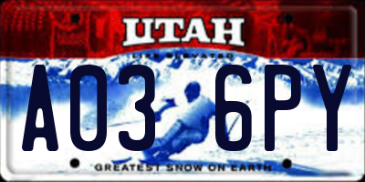 UT license plate A036PY