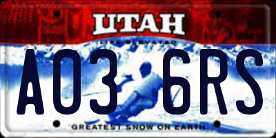 UT license plate A036RS