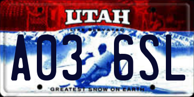 UT license plate A036SL