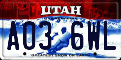 UT license plate A036WL