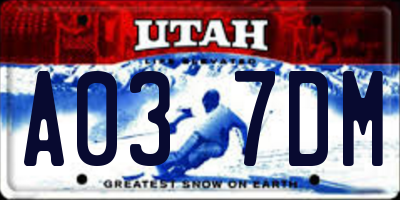 UT license plate A037DM
