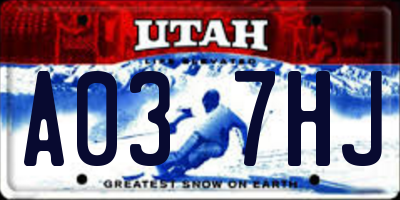 UT license plate A037HJ