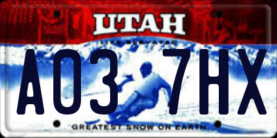 UT license plate A037HX
