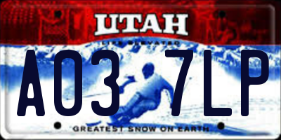 UT license plate A037LP