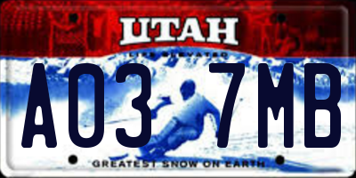 UT license plate A037MB