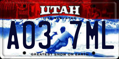 UT license plate A037ML