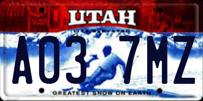 UT license plate A037MZ