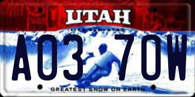 UT license plate A037OW