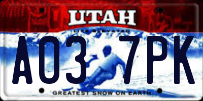 UT license plate A037PK
