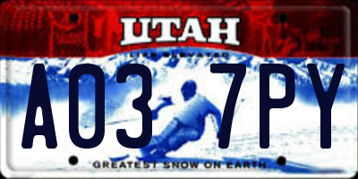 UT license plate A037PY