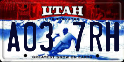 UT license plate A037RH