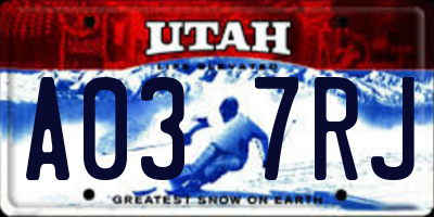 UT license plate A037RJ