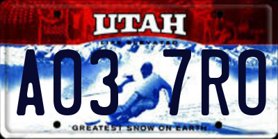 UT license plate A037RO