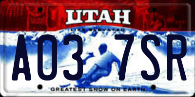 UT license plate A037SR