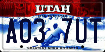 UT license plate A037UT