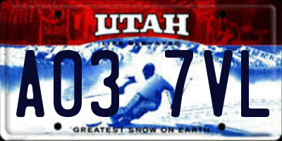 UT license plate A037VL