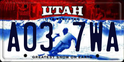 UT license plate A037WA