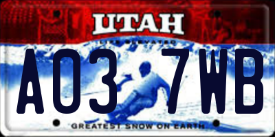 UT license plate A037WB