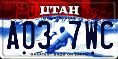 UT license plate A037WC