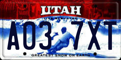 UT license plate A037XT