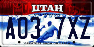 UT license plate A037XZ