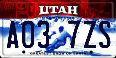 UT license plate A037ZS