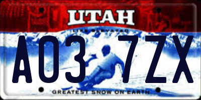 UT license plate A037ZX