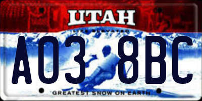 UT license plate A038BC