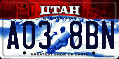 UT license plate A038BN