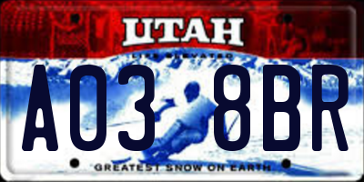 UT license plate A038BR