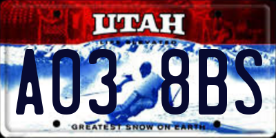 UT license plate A038BS