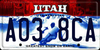 UT license plate A038CA