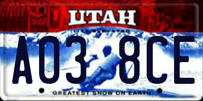 UT license plate A038CE