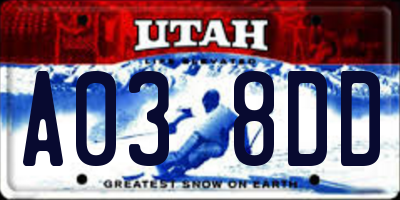 UT license plate A038DD