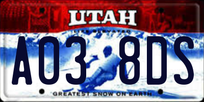 UT license plate A038DS