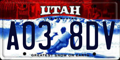 UT license plate A038DV