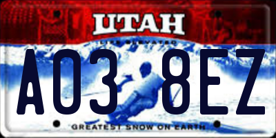 UT license plate A038EZ