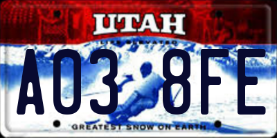 UT license plate A038FE