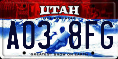 UT license plate A038FG