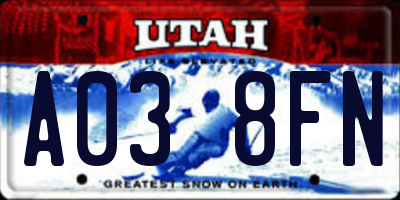 UT license plate A038FN