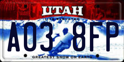 UT license plate A038FP