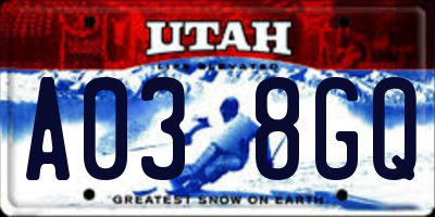 UT license plate A038GQ